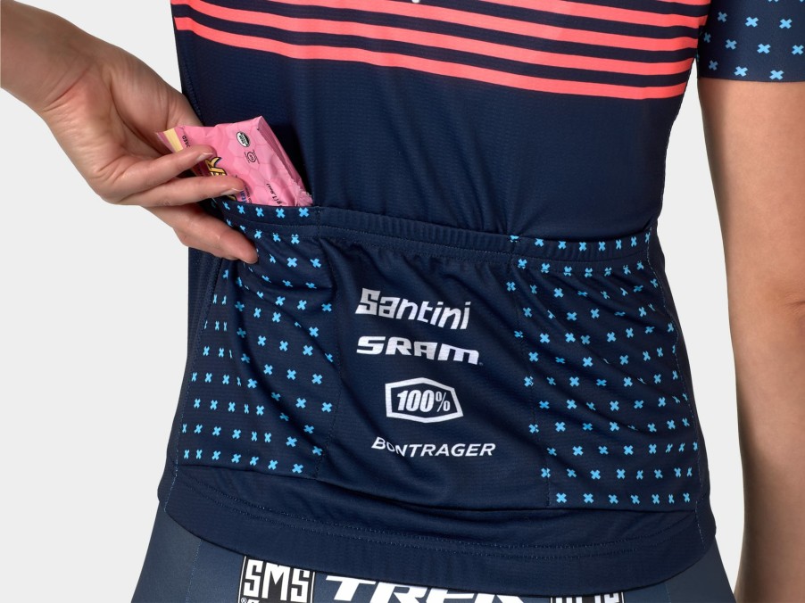 Bekleidung Trek Teambekleidung | Santini Trek Factory Racing Women'S Cx Team Replica Radtrikot Dark Blue/Radioactive Coral