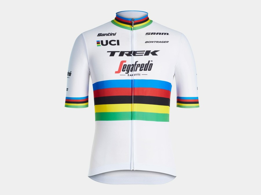 Bekleidung Trek Teambekleidung | Santini Trek-Segafredo Replica World Champion Radtrikot White/Yellow